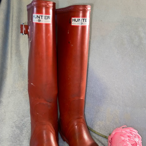 LOVED Red HUNTER Wellies, size 37 (6) GUC AS IS - Picture 4 of 12